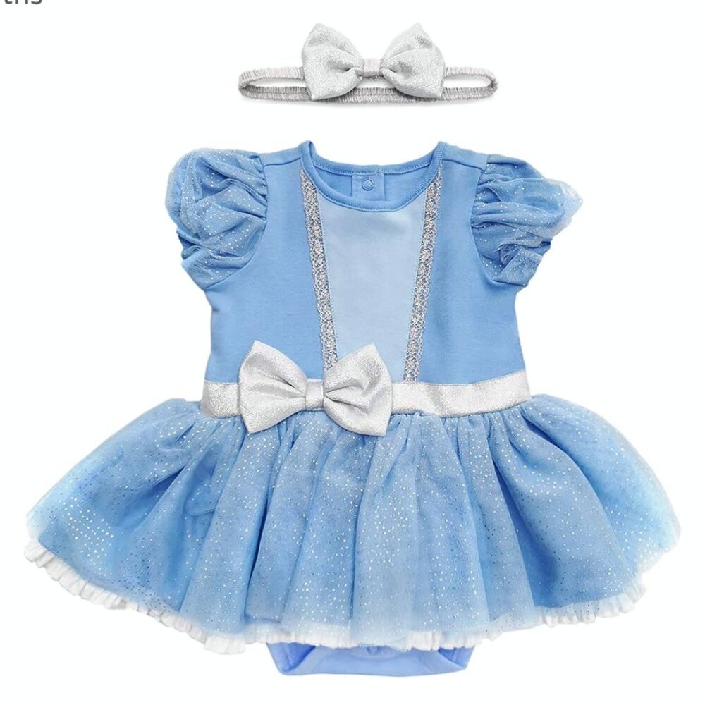 Disney Cinderella Blue and Silver Sparkle Tulle Baby Dress Costume